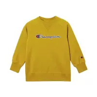 Champion/冠军男女童混纺加绒套头衫经典logo图案卫衣高端儿童卫衣/帽衫