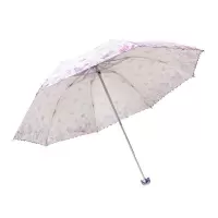 天堂伞 3383E提花丝印莲花仙子三折超轻太阳伞晴雨伞 紫色