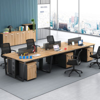 佐盛职员办公桌现代简约桌椅组合屏风隔断员工桌钢架电脑桌工作位 王字型六人位