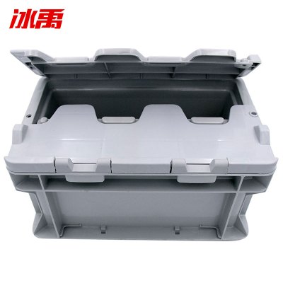 冰禹 SNll-124 塑料周转箱 塑料带盖运输物流箱 汽车配储物箱周转箱 收纳工具箱零件箱 A箱-有盖灰色