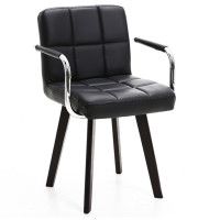 收银台椅子现代简约家用高脚实木凳黑色皮 张