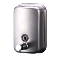 新港泉 手动皂液器 壁挂式不锈钢洗手液瓶子 银色砂光款500ml