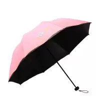 天堂伞 黑胶丝印全边三折蘑菇晴雨伞 太阳伞 30501ELCJ 粉色