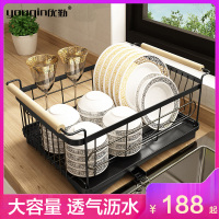 优勤北欧厨房碗碟置物架水池水槽洗碗池沥水架不锈钢台面碗筷收纳架子