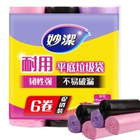 妙洁(MIAOJIE) 耐用平底 垃圾袋垃圾袋 中号6卷组合装 180只装