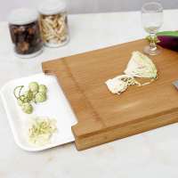 cuk带托盘整竹砧板加厚接菜盘整竹菜板竹制菜板切菜板密胺托盘