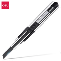 得力deli)黑刀片锌合金美工刀 安全自锁功能裁纸刀 2056S