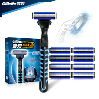 吉列（Gillette） 手动剃须刀刮胡刀刀片 吉利 威锋3强化刀架（9刀头）单盒装