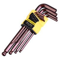 锴达 KATA 内六角扳手9件球头内六角扳手套装中长内六角螺丝刀古铜色防锈S2 KT6001