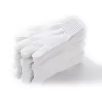 丛林狐 手套劳保耐磨工作纯棉加厚薄款白棉纱棉线尼龙劳工劳动男工地干活 乳白色 700白棉纱96双
