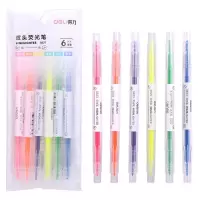 得力(deli)S627 双头荧光笔 醒目标记笔 手帐可用水性记号笔(12支装)