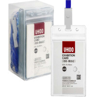 优和(UHOO)防水PVC展会证卡套 24个卡套+24根挂绳 竖式 透明 工作证员工牌胸卡 6658-1