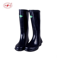 双安 耐酸碱胶靴高筒 耐磨防滑长筒橡胶雨靴 黑色 1双 42码 BX005 （地铁专用）
