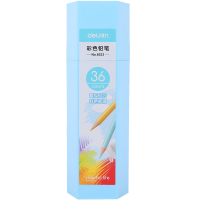 得力6533创意装彩色铅笔 画笔 绘图彩铅五角形桶装 [36色装] 2桶