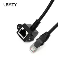 LBYZY CATZ28 CAT5超五类线延长器 纯铜RJ45公对母 90度弯头 黑色0.3米（5条/包）