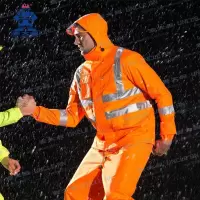 安大叔 D763/C890 轻薄透气分体雨衣 高警示雨衣 荧光橙 M(地铁专用)