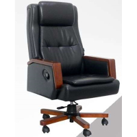 企购优品 商用中班椅(环保牛皮 橡木扶手 )