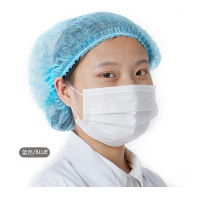 丛林狐 一次性帽子防尘帽医生车间工作透气男女条形无纺布头套发网 18克蓝色条形帽（50只）