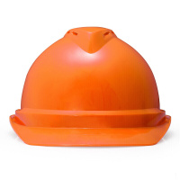 梅思安 500豪华型PE透气孔V型安全帽工地建筑工程防砸防冲击头盔一指键帽衬带下颚带 可定制 橙色(地铁专用)