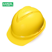 梅思安MSA PE豪华型超爱戴帽衬 V型安全帽施工建筑工地劳保头盔 黄色 5顶装 企业定制(地铁专用)