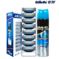 吉列（Gillette）0051 锋速3经典刀头（8刀头+195g啫喱） 新老包装随机发货