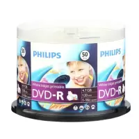 飞利浦（PHILIPS）DVD-R空白光盘/刻录盘 16速4.7G 可打印 桶装50片