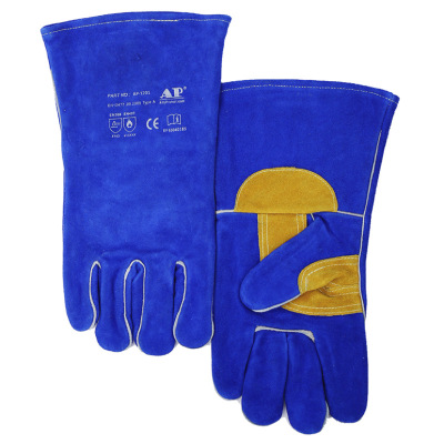 AP-1201 彩蓝色配黄色护掌烧焊手套