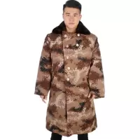 荒漠迷彩棉大衣加棉加绒可拆洗棉衣冷库棉服加毛加长军大衣男