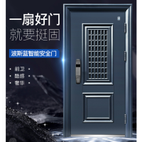 挺固防盗门 甲级进户门 智能锁安全门 别墅定制门大门 隔音门 波斯蓝系列 900*2050mmK3指纹锁