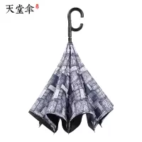 天堂伞自动款雨伞汽车反向伞免持式双层防晒伞长柄晴雨伞两用 复古时光1#(偏紫)半自动