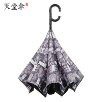 天堂伞自动款雨伞汽车反向伞免持式双层防晒伞长柄晴雨伞两用复古时光4#(偏紫红)半自动