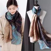 华祺腾达（HuaQi-700144）新款高档印花仿真丝丝巾女士轻薄仿桑蚕丝披肩沙滩防晒礼品围巾