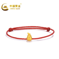 [中国黄金]足金福字叶子葫芦红绳手链