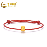 [中国黄金]足金福字如意红绳手链