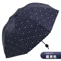 天堂伞伞女神小清新两用晴雨伞折叠女太阳伞防晒黑胶遮阳伞 藏青色