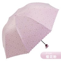 天堂伞伞女神小清新两用晴雨伞折叠女太阳伞防晒黑胶遮阳伞 樱花粉