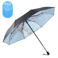 天堂伞伞防晒黑胶折叠太阳伞女便携梦幻公主遮阳两用晴雨伞 静谧蓝