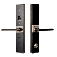 得力13900智能指纹门锁 枪灰智能家居防盗报警密码电子高档