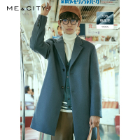 MECITY男装秋季中长款呢大衣保暖外套男