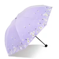 天堂伞伞太阳伞防晒黑胶遮阳伞雨伞女晴雨两用三折叠小清新 紫色(塞上雏菊)