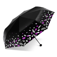 天堂伞伞太阳伞防晒黑胶遮阳伞雨伞女晴雨两用三折叠小清新 紫色(热情小黑伞)