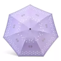 天堂伞伞太阳伞防晒黑胶遮阳伞雨伞女晴雨两用三折叠小清新 紫色(蝴蝶结)