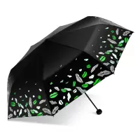 天堂伞伞太阳伞防晒黑胶遮阳伞雨伞女晴雨两用三折叠小清新 绿色（热情小黑伞）