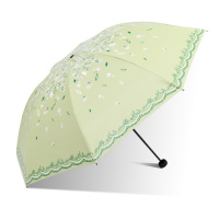 天堂伞防晒防紫外线太阳伞少女生晴雨两用折叠雨伞可爱三折 遮阳伞 繁花似锦款--苹果绿