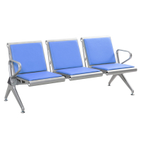 佐盛连排椅机场椅等候椅医院候诊椅公共排椅银行连椅候车椅车站长椅带蓝色皮垫 三人位