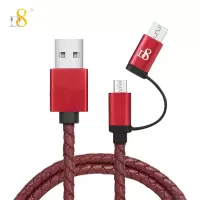 D8二合一安卓数据线Micro转type-c充电线适用于华为荣耀小米vivo三星oppo红米手机快充短线