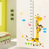 儿童房客厅卡通宝宝量身高尺墙面装饰贴画动物身高贴纸