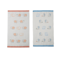 多样屋动物家族彩缎纱布童巾×2 TA41-0001BP