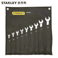 史丹利STANLEY 9件套公制精抛光两用长扳手 双头呆扳手汽修工具套装 93-609-22