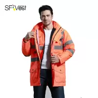 舜发(sfvest) 反光棉衣执勤安全棉袄不含印字SMY-3004 荧光橙M